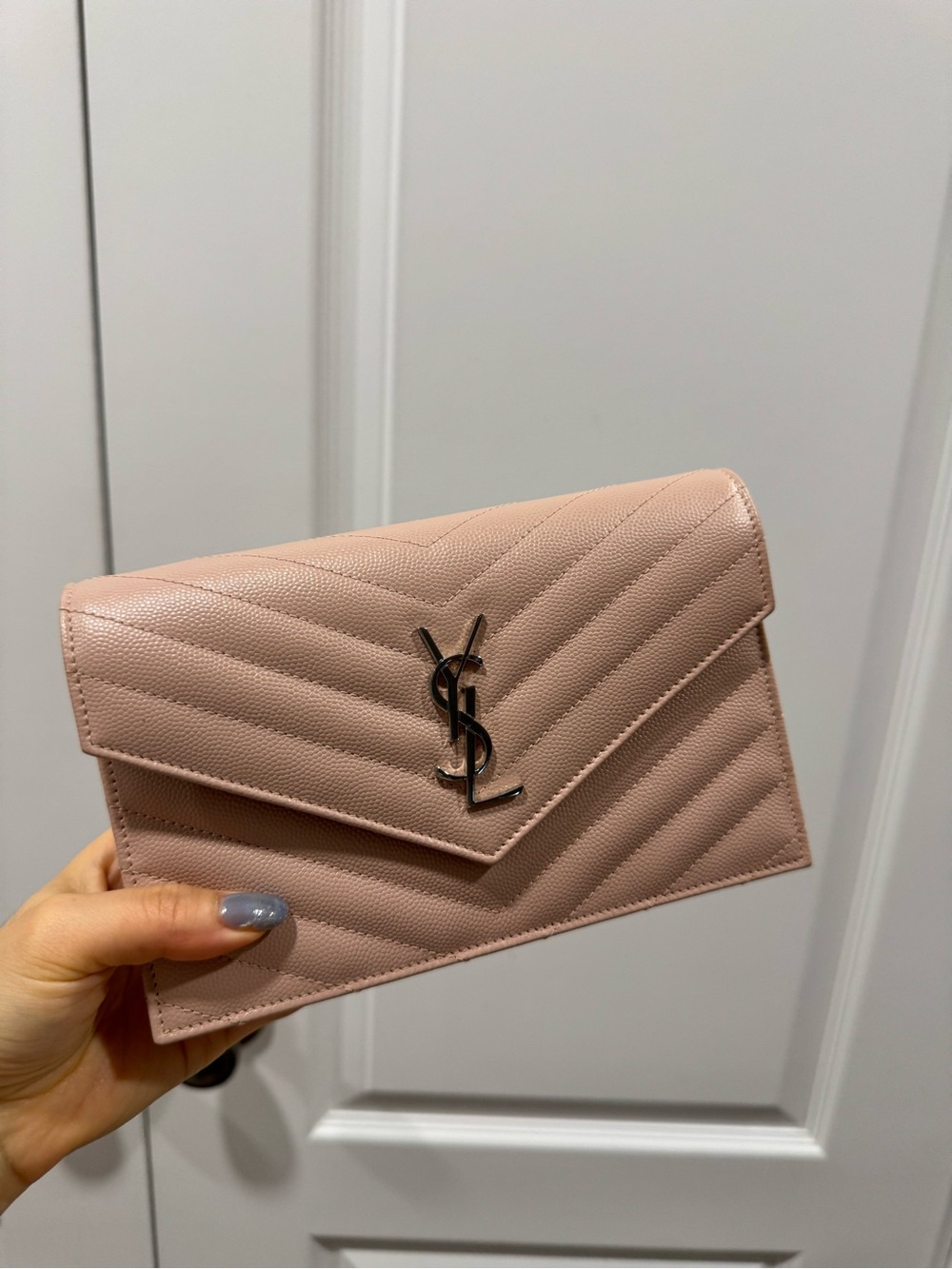 Saint Laurent Pink Cassandra Envelope Crossbody - Wallet On Chain (WOC)